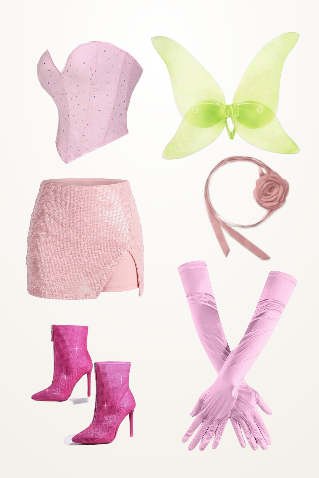 Sequins and rhinestones dancing under fairy wings, satin gloves giving me enchan