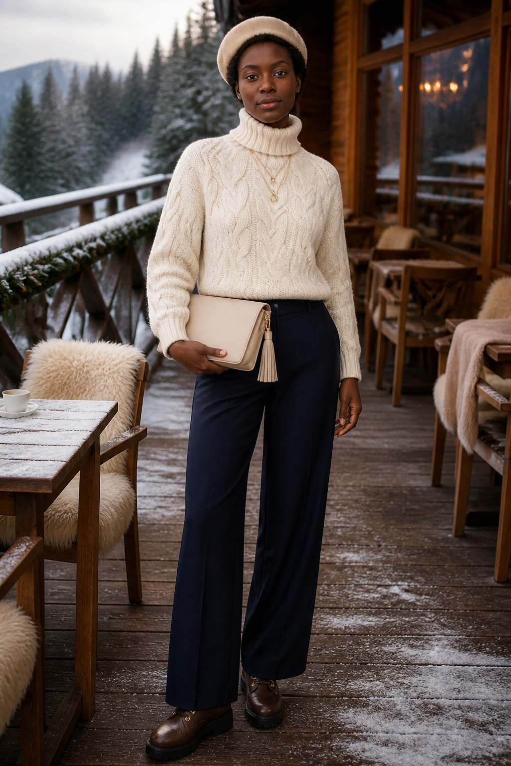 I'm layering my way through crisp mountain mornings with this cable knit and woo