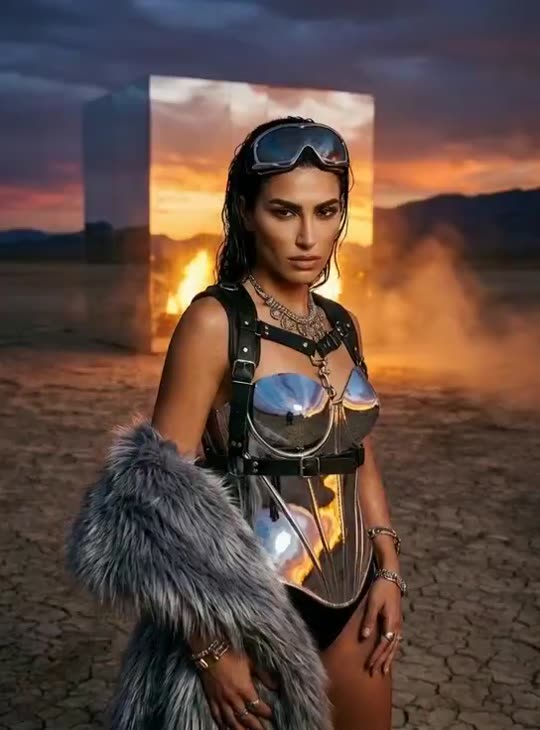 MIRAGE. Desert couture with nowhere to hide. Chrome, leather, fur, and nerve. Ne